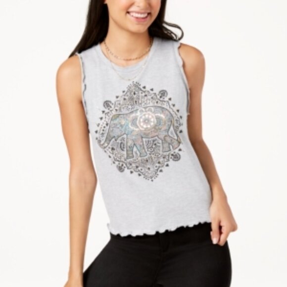 Rebellious One Womens Hamsa Metallic Graphic Tank Top Size X-Large Color Gray - Picture 1 of 1